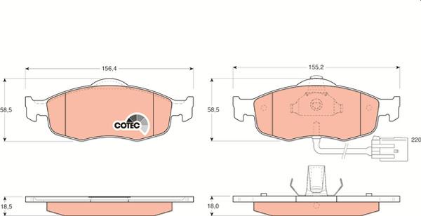 TRW GDB1108 — Zestaw klocków hamulcowych, hamulce tarczowe