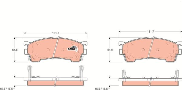 TRW GDB1139 — Zestaw klocków hamulcowych, hamulce tarczowe