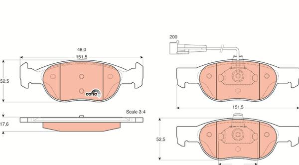 TRW GDB1291 — Zestaw klocków hamulcowych, hamulce tarczowe