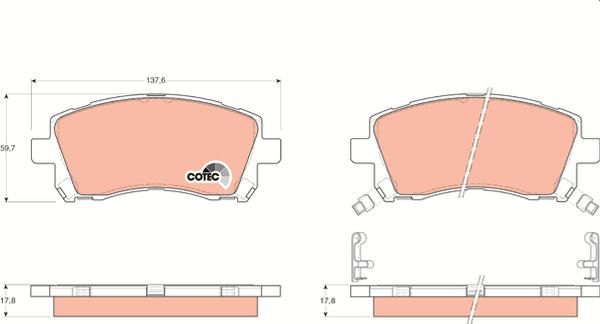 TRW GDB3217 — Zestaw klocków hamulcowych, hamulce tarczowe