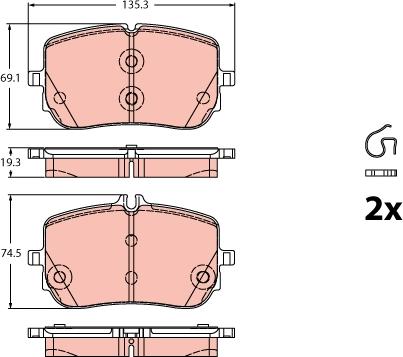 TRW GDB2433 — Zestaw klocków hamulcowych, hamulce tarczowe