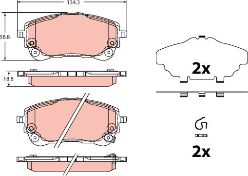 TRW GDB2349 — Zestaw klocków hamulcowych, hamulce tarczowe