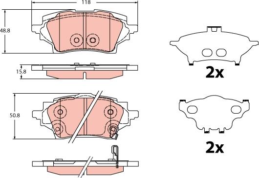 TRW GDB2344 — Zestaw klocków hamulcowych, hamulce tarczowe