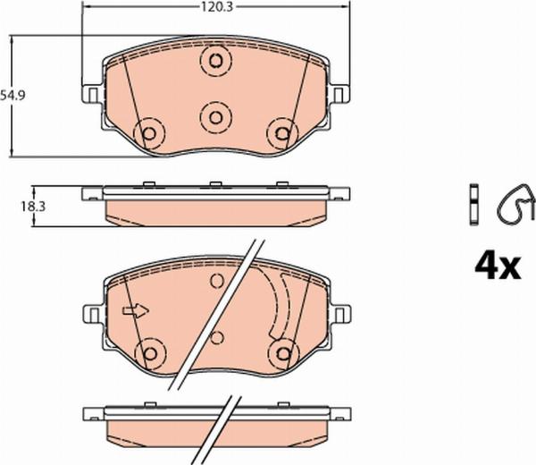 TRW GDB2324 — Zestaw klocków hamulcowych, hamulce tarczowe