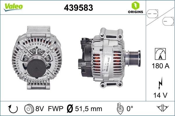 VALEO 439583 - ALTERNATOR DB A160-A200-R280 2.0 04-