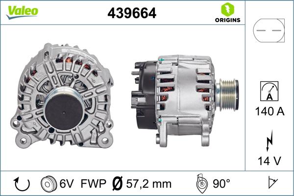 VALEO 439664 - ALTERNATOR VOLKSWAGEN GOLF 2.0D 09-