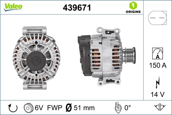 VALEO 439671 - ALTERNATOR MERCEDES-BENZ C-CLASS T-MODEL S204 C 220 CDI 204.202