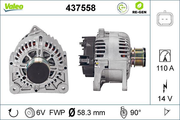 VALEO 437558 - ALTERNATOR RENAULT MEGANE- SCENIC 1.4-1.6-1.5DCI 03- REGENEROWANY