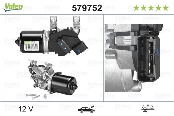 VALEO 579752 - SILNIK WYCIERACZEK CITROEN C2. C3 02.02-> PRZÓD