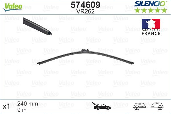 VALEO 574609 - PIÓRO WYCIERACZKI 240MM SILENCIO X.TRM PLASKA OE X1 TYL