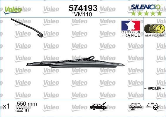 VALEO 574193 - PIÓRO WYCIERACZKI 550MM SILENCIO