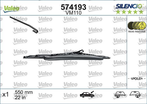 VALEO 574193 - PIÓRO WYCIERACZKI 550MM SILENCIO