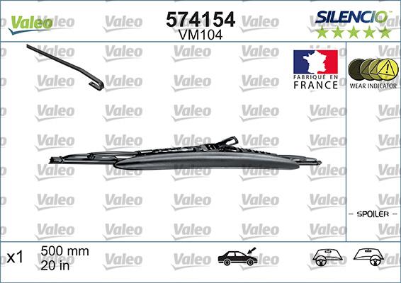 VALEO 574154 - PIÓRO WYCIERACZKI 500MM ZE SPOJLEREM