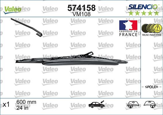 VALEO 574158 - PIÓRO WYCIERACZKI 600MM ZE SPOJLEREM