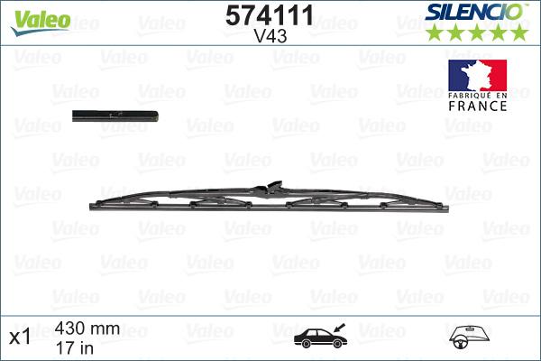 VALEO 574111 - WYCIERACZKI 430MM VALEO-1SZT.-SILEN. V43