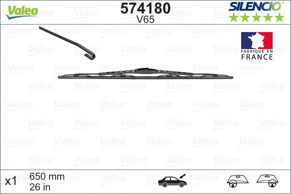 VALEO 574180 - WYCIERACZKI 650MM -1SZT SILENCIO V65