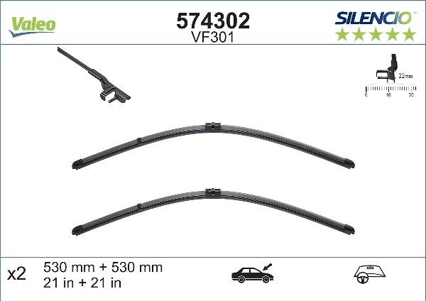 VALEO 574302 - PIÓRO WYCIERACZKI 530-530MM 2 SZT.