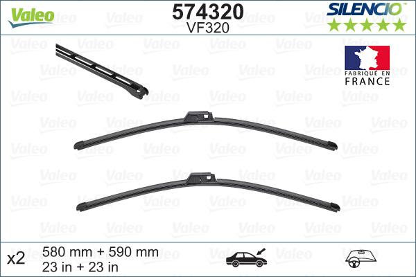 VALEO 574320 - WYCIERACZKI 580-590MM VALEO-2SZT.-SILENC