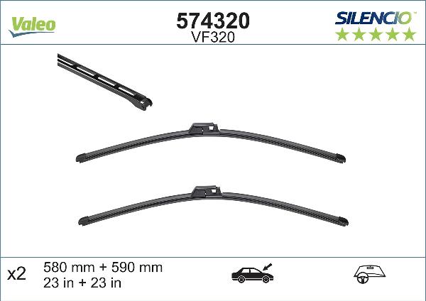 VALEO 574320 - WYCIERACZKI 580-590MM VALEO-2SZT.-SILENC