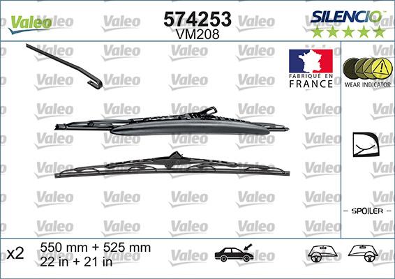VALEO 574253 - WYCIERACZKI 550-520MM VALEO-2SZT. VM208