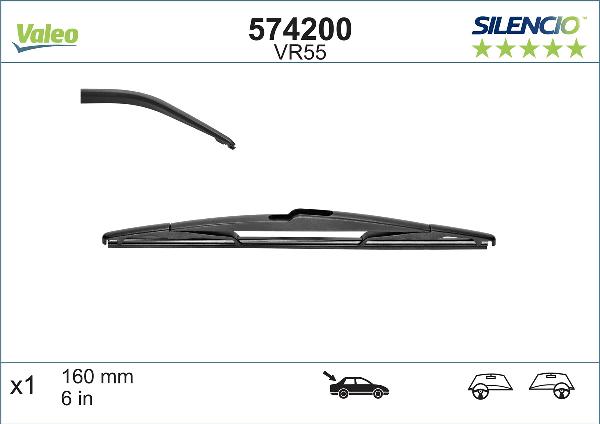 VALEO 574200 - WYCIERACZKI 160MM 1SZT -TYL- VR55