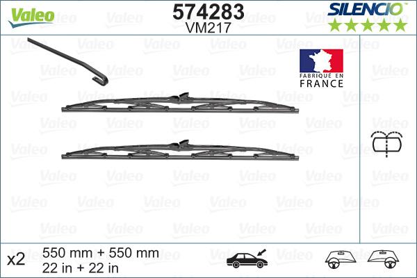 VALEO 574283 - PIÓRO WYCIERACZKI 550-550MM SILENCIO VM217 2SZT
