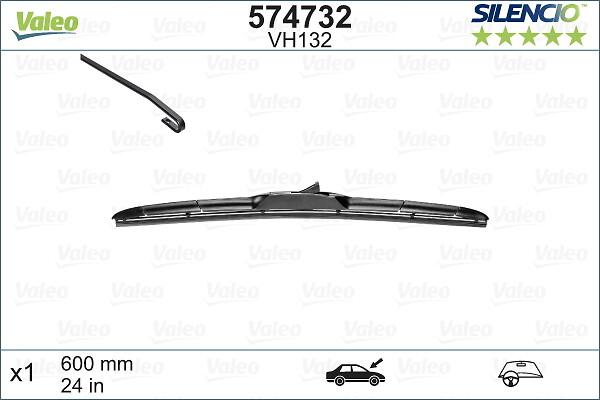 VALEO 574732 - PIÓRO WYCIERACZKI 600MM ZE SPOILEREM HYBRYDOWE 1 ADAPTER