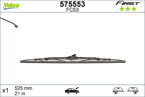 VALEO 575553 - PIÓRO WYCIERACZKI 525MM FIRST STANDARD 1 SZT. SZKIELETOWA