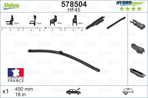 VALEO 578504 - WYCIERACZKI 450MM -1SZT HYDRO LHD  HF45