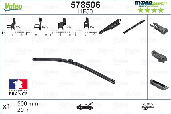 VALEO 578506 - WYCIERACZKI 500MM -1SZT HYDRO LHD  HF50