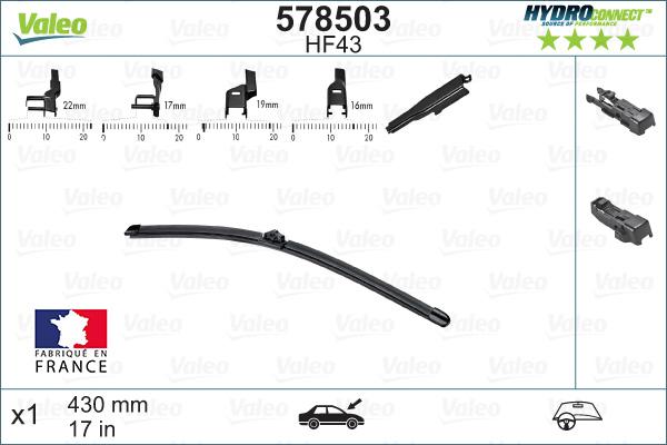 VALEO 578503 - WYCIERACZKI 430MM - 1SZT HYDRO LHD HF43