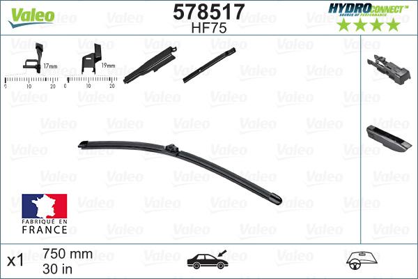 VALEO 578517 - PIÓRO WYCIERACZKI 750MM HF75 HYDROCONNECT PRZÓD