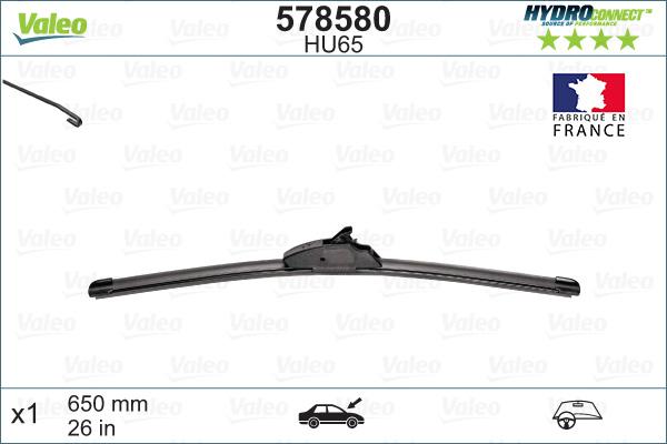 VALEO 578580 - PIÓRO WYCIERACZKI 650MM HU65 HYDROCONNECT MOCOWANIE HAK