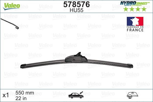 VALEO 578576 - PIÓRO WYCIERACZKI 550MM HU55 HYDROCONNECT MOCOWANIE HAK