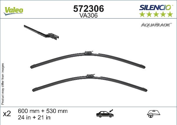 VALEO 572306 - PIÓRO WYCIERACZKI SILENCIO AQUABLADE 600-530MM DB KLASA E 03.17->