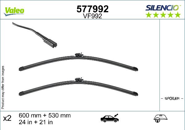 VALEO 577992 - WYCIERACZKI 600-530MM VALEO-2SZT.SILEN.