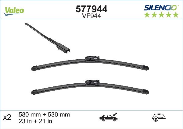 VALEO 577944 - PIÓRO WYCIERACZKI 580-530MM BMW MINI COUNTRYMAN 10.16-> SILENCIO SET PRZÓD