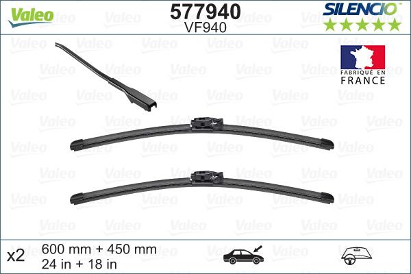 VALEO 577940 - WYCIERACZKI 600-450 VALEO-2SZT DUSTER