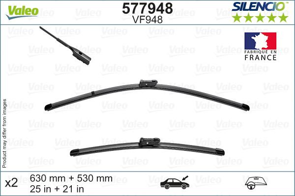 VALEO 577948 - PIÓRO WYCIERACZKI SILENCIO FLAT BLADE SKODA KODIAQ 10.16-> PRZÓD KPL.