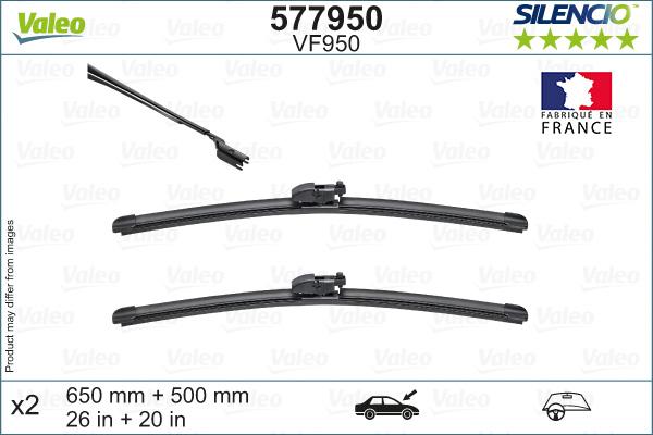 VALEO 577950 - PIÓRO WYCIERACZKI SILENCIO FLAT BLADE BMW X3.X4. JAGUAR E-PACE 08.17-> PRZÓD KPL.