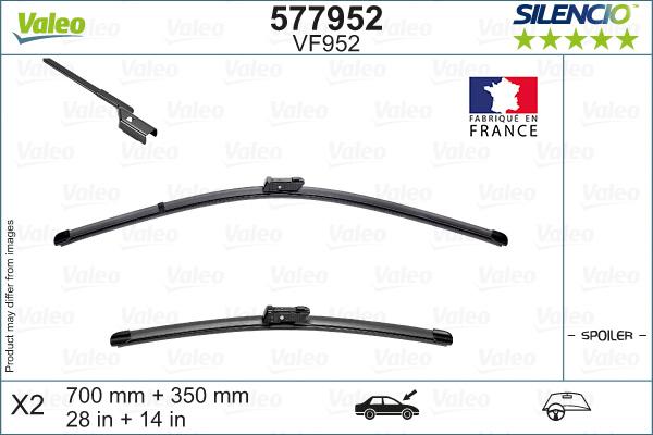 VALEO 577952 - PIÓRO WYCIERACZKI 700-350MM FORD FIESTA VII. PUMA 05.17-> SILENCIO SET PRZÓD