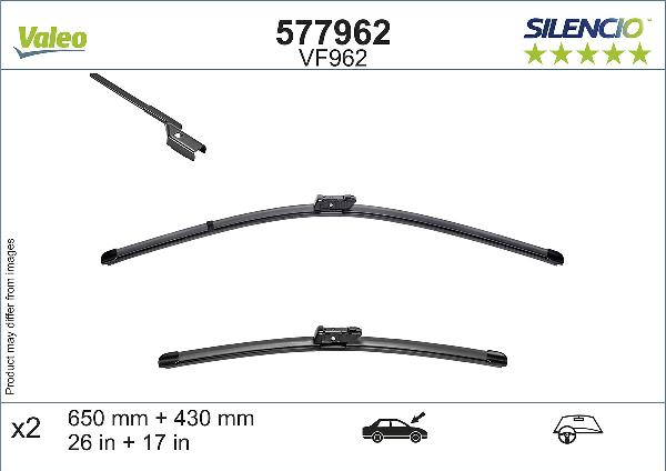 VALEO 577962 - PIÓRO WYCIERACZKI 650-430MM PEUGEOT 508 II 09.18-> SILENCIO SET PRZÓD