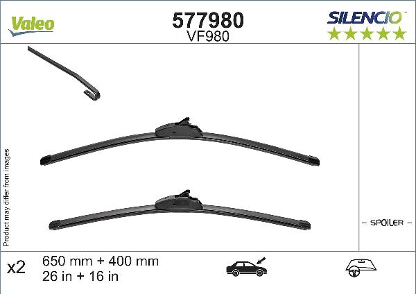 VALEO 577980 - PIÓRO WYCIERACZKI SILENCIO FLAT BLADE MAZDA 3. CX-30 11.18-> PRZÓD