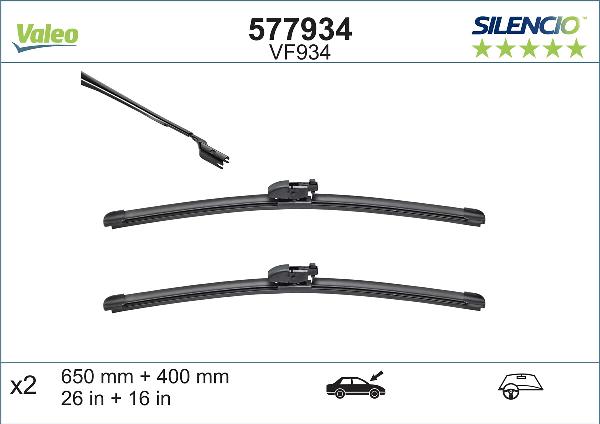 VALEO 577934 - PIÓRO WYCIERACZKI 650-400MM TOYOTA C-HR 10.16-> SILENCIO SET PRZÓD