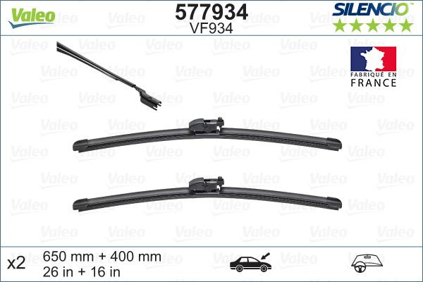 VALEO 577934 - PIÓRO WYCIERACZKI 650-400MM TOYOTA C-HR 10.16-> SILENCIO SET PRZÓD