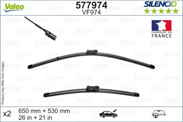VALEO 577974 - PIÓRO WYCIERACZKI 650-530MM PORSCHE CAYENNE. VW TOUAREG 05.17->SILENCIO SET PRZÓD