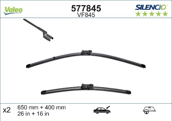 VALEO 577845 - PIÓRO WYCIERACZKI 650-400MM SILENCIO X.TRM ZE SPOJLEREM TOYOTA AVENSIS 08-