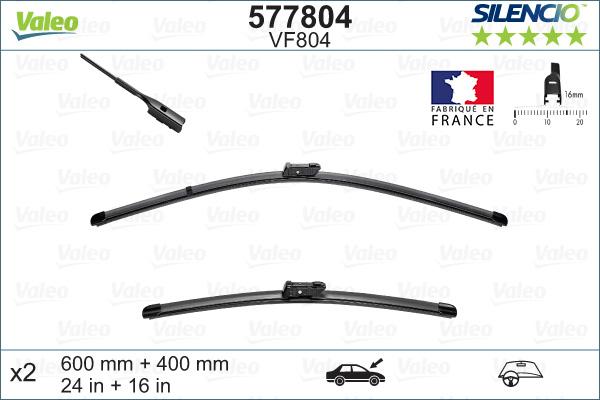 VALEO 577804 - PIÓRO WYCIERACZKI 600-400MM SILENCIO X.TRM SKODA FABIA 14-