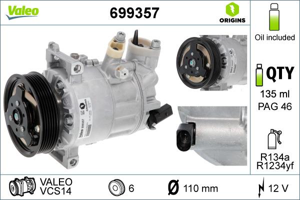 VALEO 699357 — Kompresor, klimatyzacja