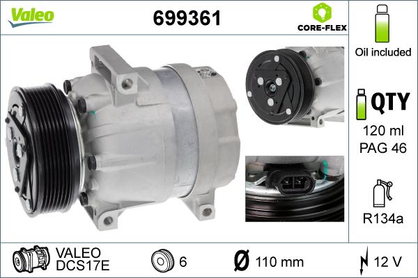 VALEO 699361 - KOMPRESOR KLIMATYZACJI RENAULT MASTER II 2.5DCI . 1.9DTI